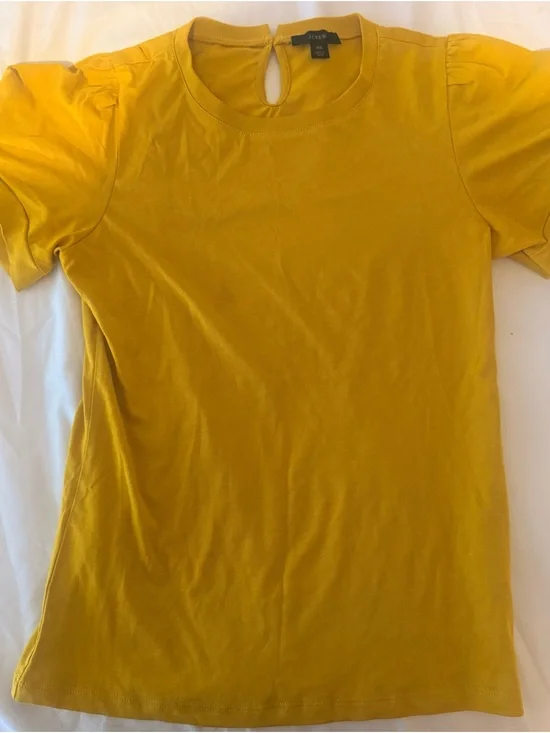 J. Crew size small Mustard Yellow Puff Sleeve Short Sleeve Tee