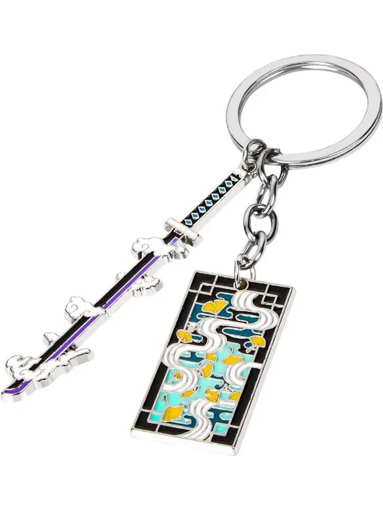 Anime Keychains with Sword & Charm Plate, Gift-Ready Demon Slayer Merch