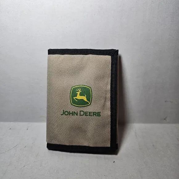 RARE John Deere Fabric Trifold Wallet with a Hook And Loop Closure