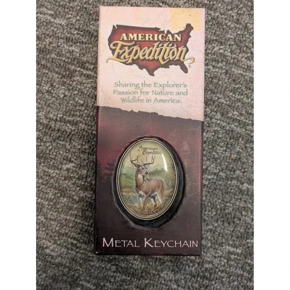 NEW American Expedition‎ Keychain Men's OS Brown Whitetail Deer Metal