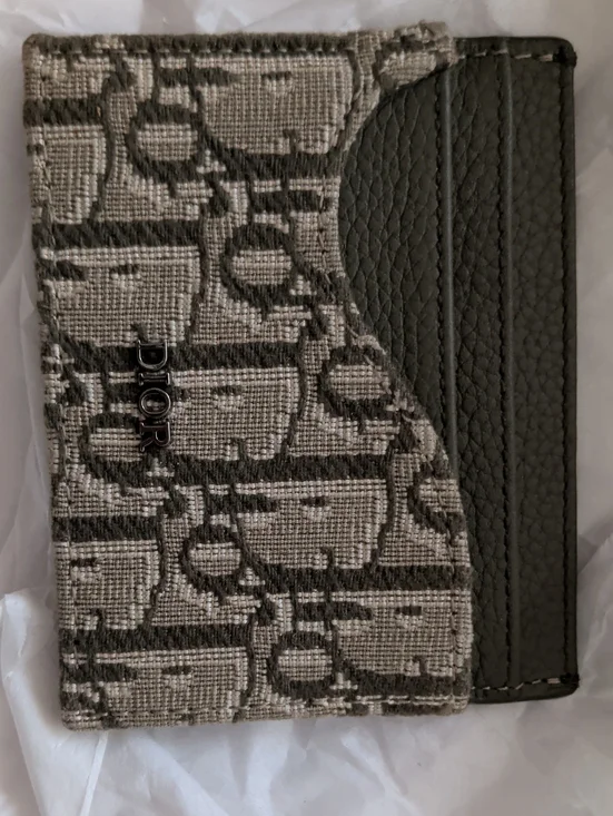 Gray Canvas & Dark Gray Pleather Card Sleeve Card Holder Wallet