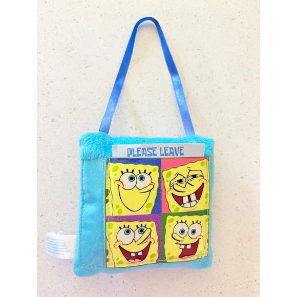 Vintage 2003 SpongeBob SquarePants Door Hanger Plush Message Pillow Blue Y2K FAB