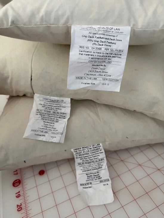 SET OF 3 DOWN/FEATHER PILLOW INSERTS