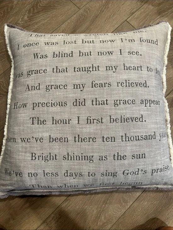 Printed Script Accent Pillow in Beige - Brand:
