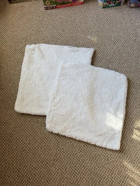 Fluffy White Square Pillow Cases Set of 2 18x18 Inches Decorative Pillow Covers