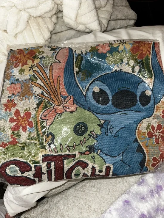 Blue Stitch Patterned Decorative tote bag embroidered