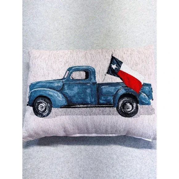 Kohl's Decorative Pillow Unisex 13x18 Multi Texas Flag‎ Blue Vintage Truck New