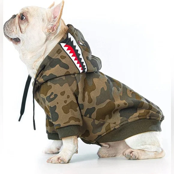Camo Shark Hoodie for Dogs - Olive Green Dog Sweatshirt