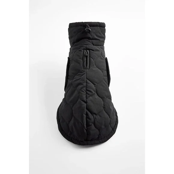 Zara Pet Collection Black Quilted Water Repellent Dog Coat Large NWT