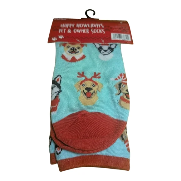 Matching Happy Howliday owner & Pet Socks Red