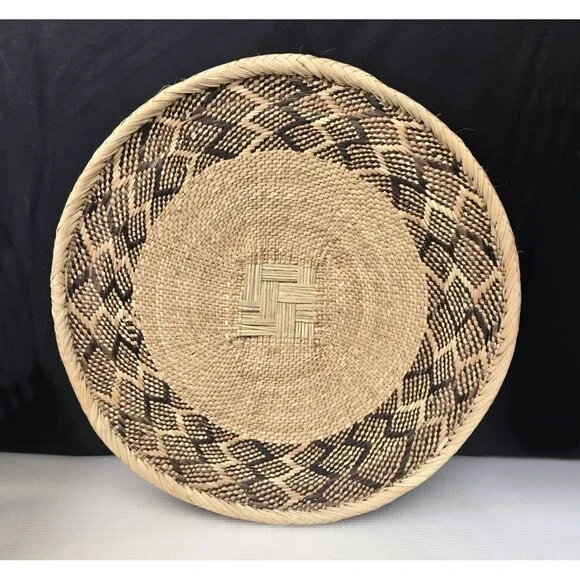 African Binga Tonga Wall Basket Table Platter Geometric Handwoven Zimbabwe 15