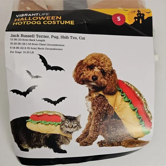 Vibrant Life Hot Dog Pet Costume Small Dog Cat Halloween 10-20 lb New