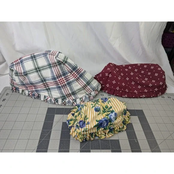 Longaberger‎ Fabric Basket Liner Lot of 3 Market Plaid Red Blue Flower Trellis