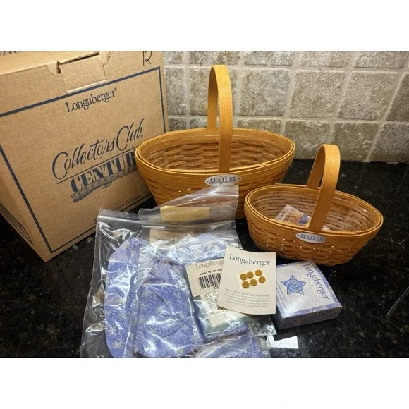 Longaberger Collector Club Rare 2000‎ Century Basket Double Set Retired NEW