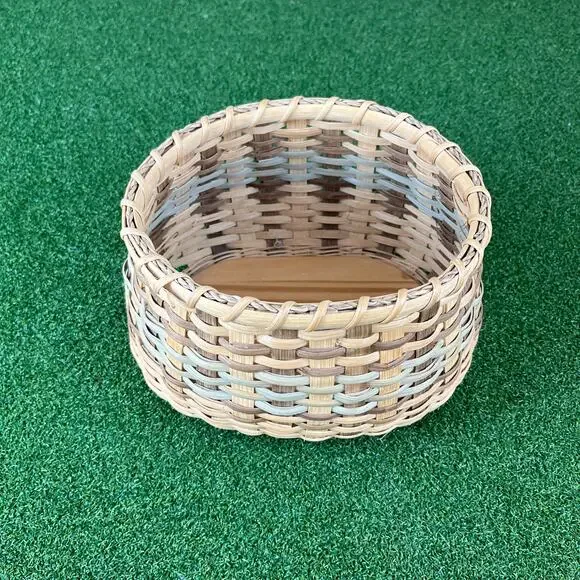 Vintage Oval Handcrafted Wooden Base Woven Storage Basket