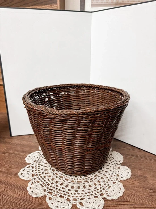Vintage Brown Woven Rattan Basket