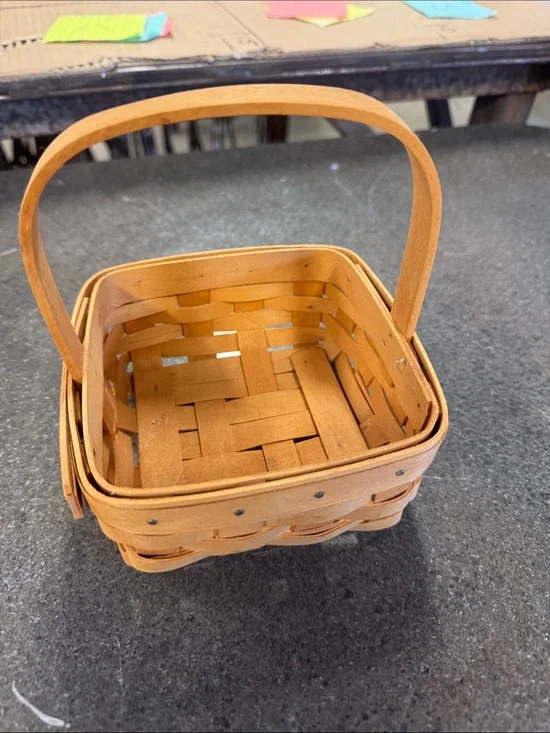 Handwoven Small Square Carry Basket - Natural Brown