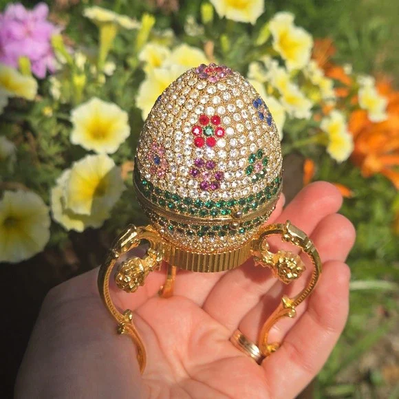 eggspressions Little Crystal Embellished Egg Shape Ring Trinket Box