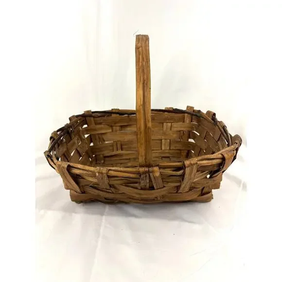 Primitive Split Oak Farmhouse‎ Gathering Woven Basket Made in Italy 16