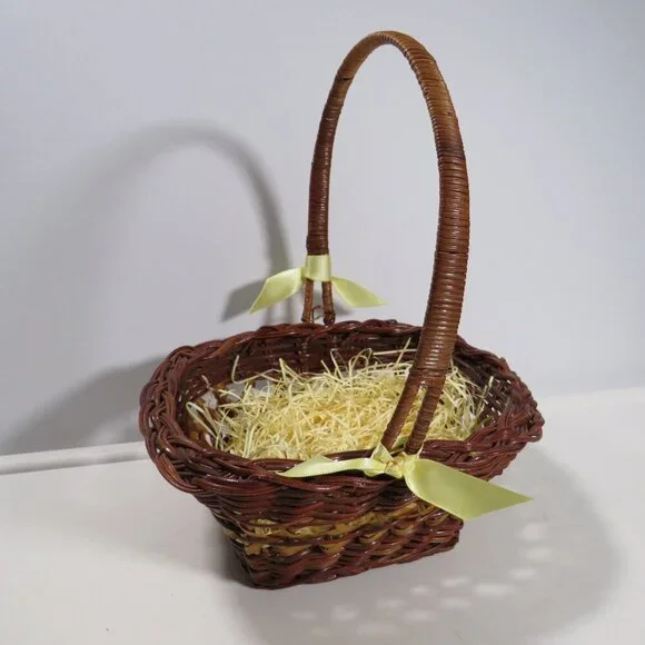 dark brown cane wicker basket Two Tone spring Easter Basket