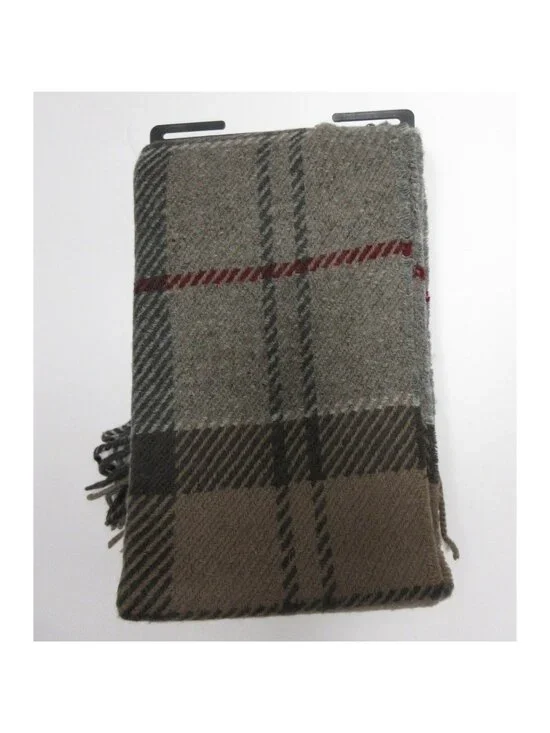 Barbour Scarf OS Lambswool Cashmere Dress Tartan Plaid Fringe NEW
