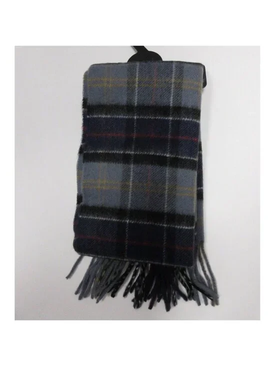 Barbour Scarf OS Cashmere Tartan Plaid Fringe Made In Scotland NEW