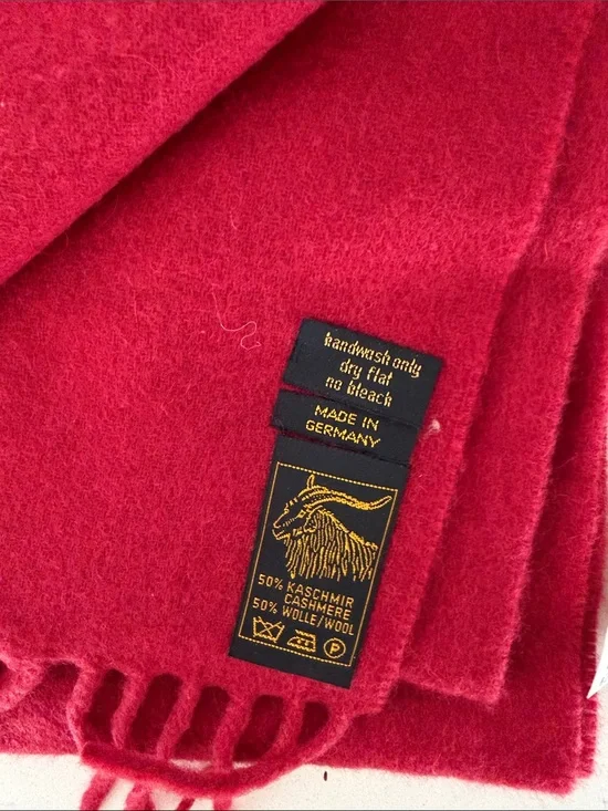 Made in Germany Red Scarf Cashmere/Wool Coat - Blend