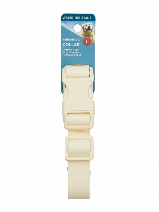 Vibrant Cream Water-Resistant Pet Collar - Large