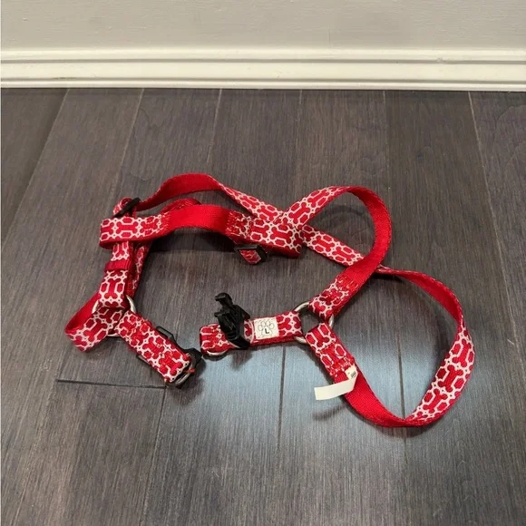 Red & White Pet Dog Large Bone Harness for Walks- Large Dogs