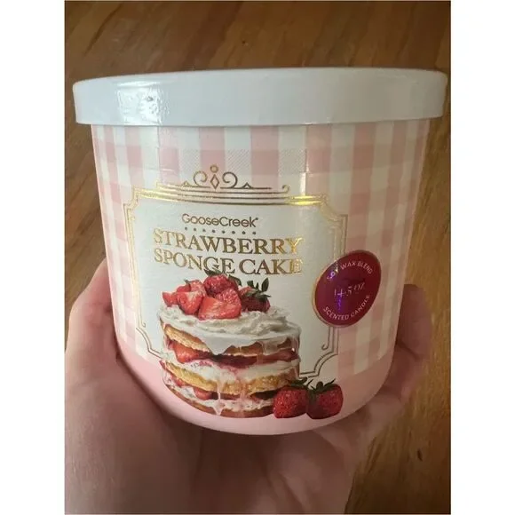 Strawberry Sponge Cake Scented Candle - 3 Wick Brand New