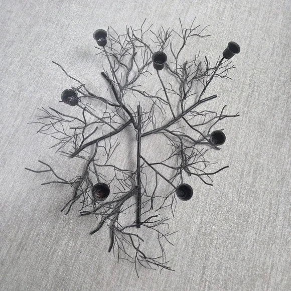 Black Metal Branch Candelabra 7 Arm Taper Candle Holder Gothic Tree Brutalist