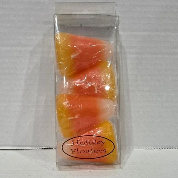 Holiday Floaters Candy Corn Floating Candles Halloween Decor Set of 4 610121
