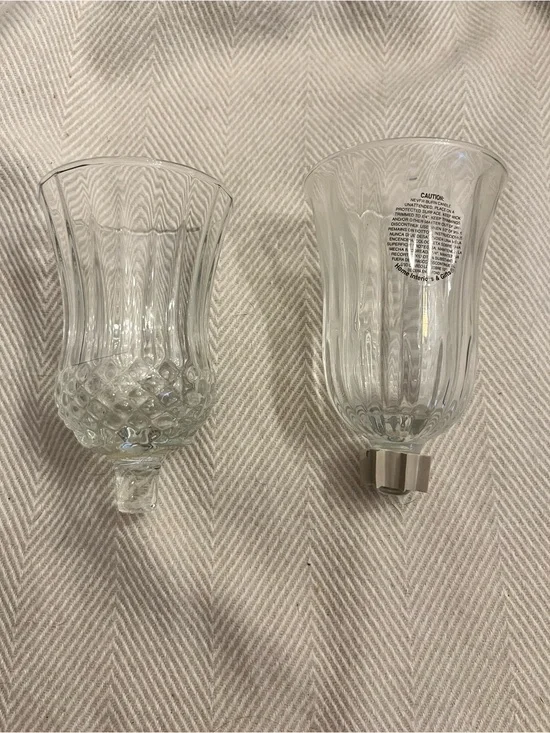 Home Interiors & Gifts Set of 3 Votive Holders Glass 2-clear and 1 blue