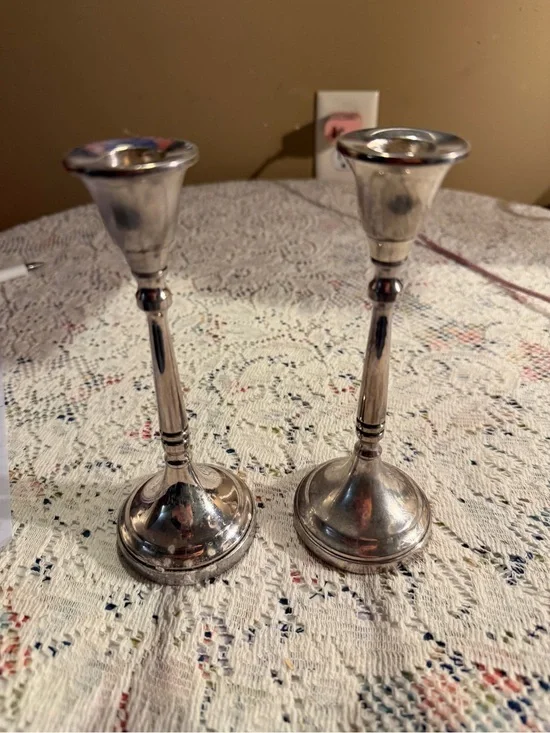 Classic Silver Candlestick Pair - Elegant Home Accent