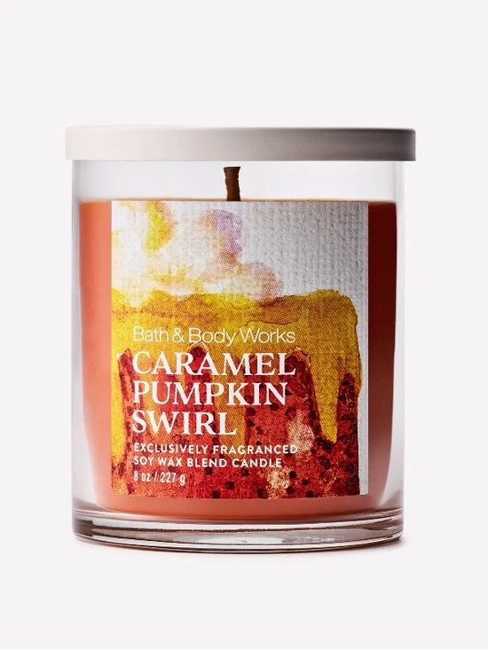 1 - “CARMEL PUMPKIN SWIRL” Single Wick Candle by B&BW/WB, 8 oz / 227 g, NWT