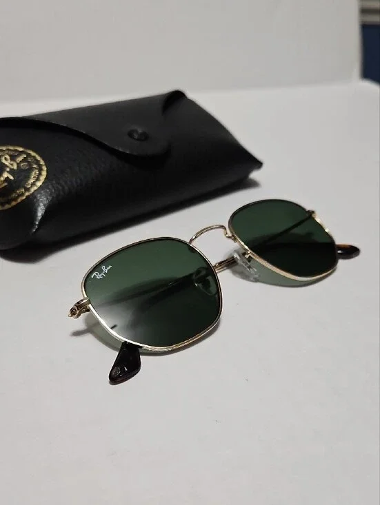 Ray Ban 3548-N 001 Gold Frame Green Lens Sunglasses W/ Black Case Men 51 21 145