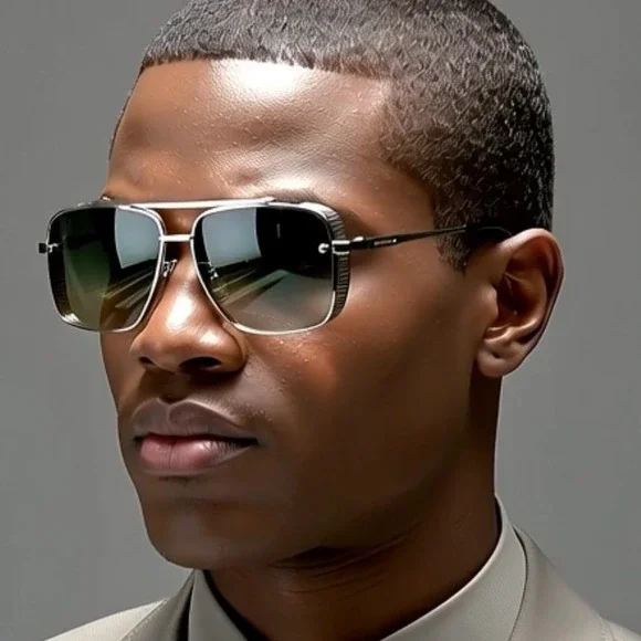 Aviator Sunglasses Silver Frame Square Gradient Lens Steampunk Style Shades‎