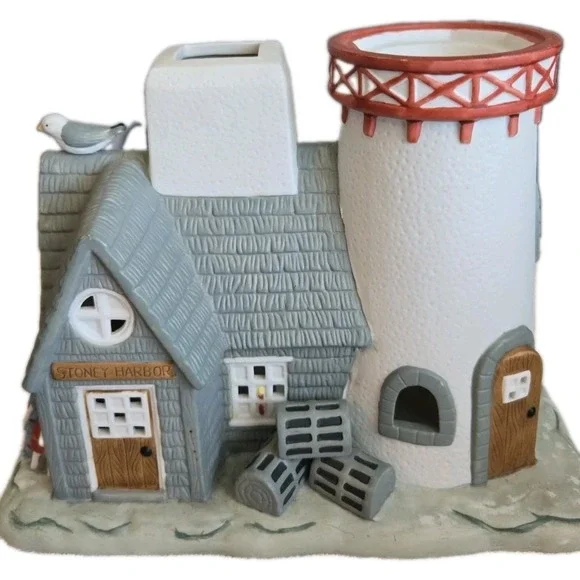 PartyLite STONEY HARBOR Lighthouse Nautical Tealight Candle Holder #P0383