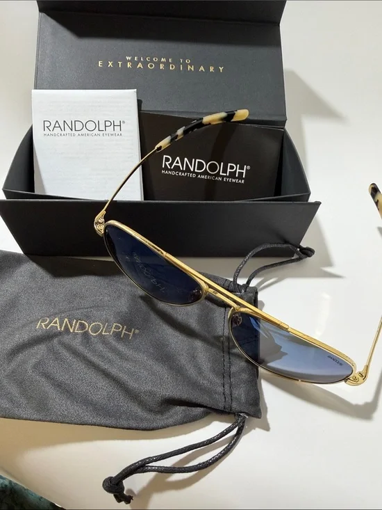 Men’s Gold Frame Blue Lens Aviator Sunglasses