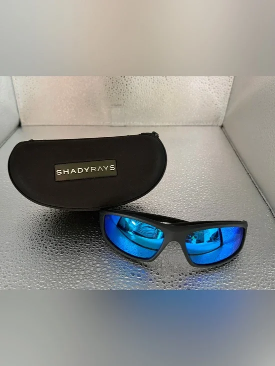 Shady Rays Men’s Sunglasses  X Series Black/Glacier Polarized With Case