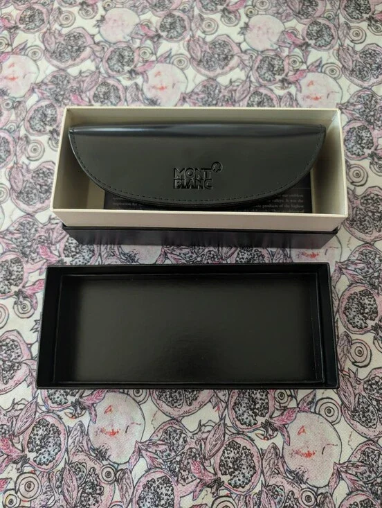 Montblanc Leather Glasses Case, Star Emblem, original white microfiber Cloth