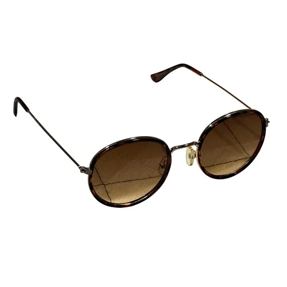 Mens Round Tortoiseshell Sunglasses Brown Gradient Lens Retro Style Shades
