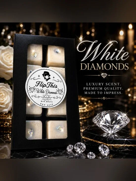 White Diamonds Soy Coconut Wax Melts Luxury Spiced Fragrance Texas Poured White