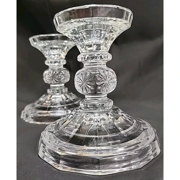 2 Stunning‎ GLASS Ornate CANDLEHOLDER 5