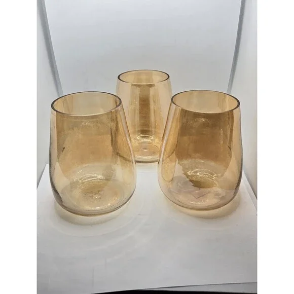 Marigold Hand Blown Candle Holders 3 pc Set