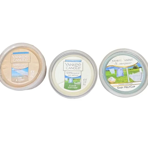 Yankee Candle Scenterpiece‎ Easy MeltCup Lot 3 Clean Cotton Sun & Sand Wax Melts