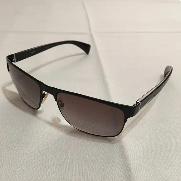 Prada Sunglasses Mens One Size Black Polarized Rectangular SPR 51O