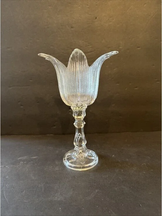 Glass Tulip Molded Candle Tea Light Holder Made in Portugal 7¾