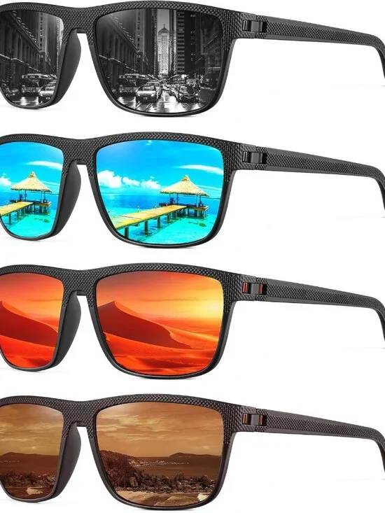 Men's Polarized Sunglasses - Classic UV Protection Shades for Driving, Fishing