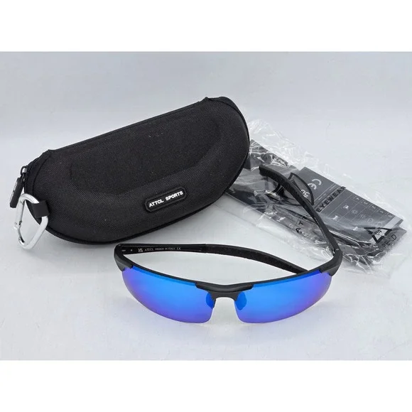 ATTCL Sports Sunglasses Mens One Size Black Blue Polarized 8177 - Excellent